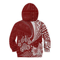 Personalised Polynesian Pacific Bulldog Kid Hoodie With Red Hawaii Tribal Tattoo Patterns - Wonder Print Shop