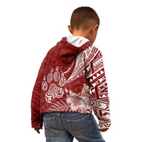 Personalised Polynesian Pacific Bulldog Kid Hoodie With Red Hawaii Tribal Tattoo Patterns - Wonder Print Shop