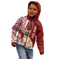 Personalised Polynesian Pacific Bulldog Kid Hoodie With Red Hawaii Tribal Tattoo Patterns - Wonder Print Shop