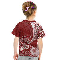 Personalised Polynesian Pacific Bulldog Kid T Shirt With Red Hawaii Tribal Tattoo Patterns - Wonder Print Shop