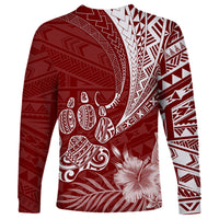 Personalised Polynesian Pacific Bulldog Long Sleeve Shirt With Red Hawaii Tribal Tattoo Patterns - Wonder Print Shop