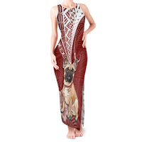 Personalised Polynesian Pacific Bulldog Tank Maxi Dress With Red Hawaii Tribal Tattoo Patterns - Wonder Print Shop