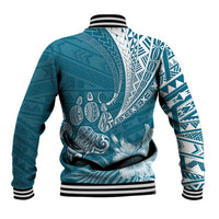 Personalised Polynesian Pacific Bulldog Baseball Jacket With Teal Hawaii Tribal Tattoo Patterns LT7 - Wonder Print Shop
