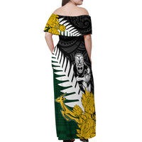 Personalised New Zealand Vs South Africa Rugby Off Shoulder Maxi Dress Rivals - Tribal Style - Wonder Print Shop