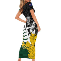 Personalised New Zealand Vs South Africa Rugby Short Sleeve Bodycon Dress Rivals - Tribal Style - Wonder Print Shop