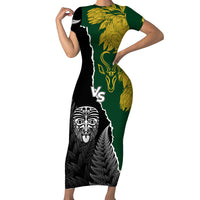 Personalised New Zealand Vs South Africa Rugby Short Sleeve Bodycon Dress Rivals Dynamics - Wonder Print Shop