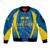 Personalised Sweden Football Sleeve Zip Bomber Jacket Women World Cup 2023 Blagult Glacial Inspired - Wonder Print Shop