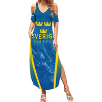 Personalised Sweden Football Summer Maxi Dress Women World Cup 2023 Blagult Glacial Inspired - Wonder Print Shop