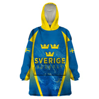 Personalised Sweden Football Wearable Blanket Hoodie Women World Cup 2023 Blagult Glacial Inspired - Wonder Print Shop