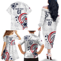 USA Rugby 2024 Custom Family Matching Off The Shoulder Long Sleeve Dress and Hawaiian Shirt GO Eagles Assemble - Wonder Print Shop