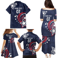 USA Rugby 2024 Custom Family Matching Puletasi and Hawaiian Shirt GO Eagles Assemble - Blue Version - Wonder Print Shop