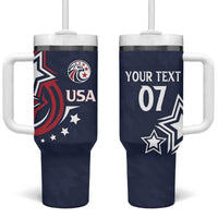 USA Rugby 2024 Custom Tumbler With Handle GO Eagles Assemble - Blue Version - Wonder Print Shop