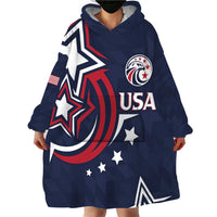 USA Rugby 2024 Custom Wearable Blanket Hoodie GO Eagles Assemble - Blue Version - Wonder Print Shop