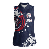 USA Rugby 2024 Custom Women Sleeveless Polo Shirt GO Eagles Assemble - Blue Version - Wonder Print Shop
