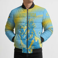 Saint Lucia Cricket Personalized Bomber Puffer Jacket The Roaring King - Wonder Print Shop