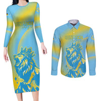 Saint Lucia Cricket Personalized Couples Matching Long Sleeve Bodycon Dress and Long Sleeve Button Shirt The Roaring King - Wonder Print Shop