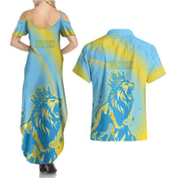 Saint Lucia Cricket Personalized Couples Matching Summer Maxi Dress and Hawaiian Shirt The Roaring King - Wonder Print Shop