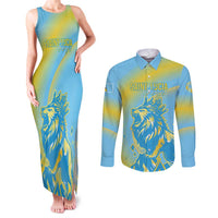 Saint Lucia Cricket Personalized Couples Matching Tank Maxi Dress and Long Sleeve Button Shirt The Roaring King - Wonder Print Shop