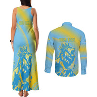 Saint Lucia Cricket Personalized Couples Matching Tank Maxi Dress and Long Sleeve Button Shirt The Roaring King - Wonder Print Shop