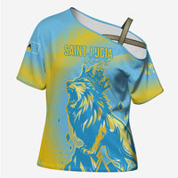 Saint Lucia Cricket Personalized Cross Shoulder Shirt The Roaring King - Wonder Print Shop