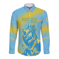 Saint Lucia Cricket Personalized Long Sleeve Button Shirt The Roaring King - Wonder Print Shop