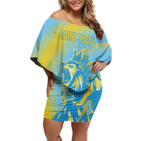 Saint Lucia Cricket Personalized Off Shoulder Short Dress The Roaring King - Wonder Print Shop