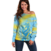 Saint Lucia Cricket Personalized Off Shoulder Sweater The Roaring King - Wonder Print Shop
