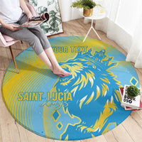 Saint Lucia Cricket Personalized Round Carpet The Roaring King - Wonder Print Shop