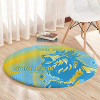 Saint Lucia Cricket Personalized Round Carpet The Roaring King - Wonder Print Shop
