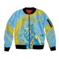Saint Lucia Cricket Personalized Sleeve Zip Bomber Jacket The Roaring King - Wonder Print Shop