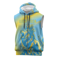 Saint Lucia Cricket Personalized Sleeveless Zip Hoodie The Roaring King - Wonder Print Shop