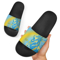 Saint Lucia Cricket Personalized Slide Sandals The Roaring King - Wonder Print Shop
