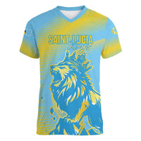 Saint Lucia Cricket Personalized Women V-Neck T-Shirt The Roaring King - Wonder Print Shop