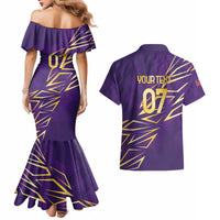 Trinbago Cricket Custom Couples Matching Mermaid Dress and Hawaiian Shirt TKR Quadruple Champion - Wonder Print Shop