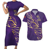 Trinbago Cricket Custom Couples Matching Short Sleeve Bodycon Dress and Hawaiian Shirt TKR Quadruple Champion - Wonder Print Shop