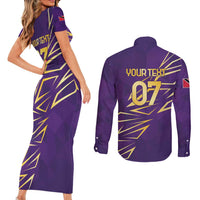 Trinbago Cricket Custom Couples Matching Short Sleeve Bodycon Dress and Long Sleeve Button Shirt TKR Quadruple Champion - Wonder Print Shop