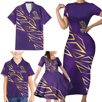 Trinbago Cricket Custom Family Matching Short Sleeve Bodycon Dress and Hawaiian Shirt TKR Quadruple Champion - Wonder Print Shop