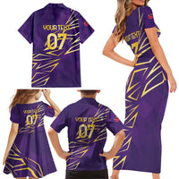Trinbago Cricket Custom Family Matching Short Sleeve Bodycon Dress and Hawaiian Shirt TKR Quadruple Champion - Wonder Print Shop