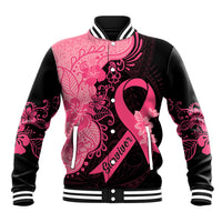 Polynesian Baseball Jacket Plumeria Breast Cancer Awareness Survivor Ribbon Pink LT7 - Wonder Print Shop