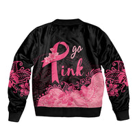 Polynesian Bomber Jacket Plumeria Breast Cancer Awareness Survivor Ribbon Pink LT7 - Wonder Print Shop