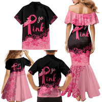Polynesian Family Matching Mermaid Dress and Hawaiian Shirt Plumeria Breast Cancer Awareness Survivor Ribbon Pink LT7 - Wonder Print Shop