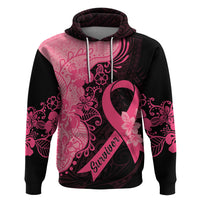 Polynesian Hoodie Plumeria Breast Cancer Awareness Survivor Ribbon Pink - Wonder Print Shop