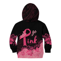 Polynesian Kid Hoodie Plumeria Breast Cancer Awareness Survivor Ribbon Pink - Wonder Print Shop