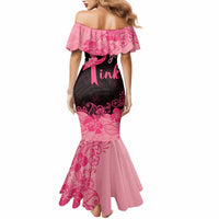 Polynesian Mermaid Dress Plumeria Breast Cancer Awareness Survivor Ribbon Pink - Wonder Print Shop