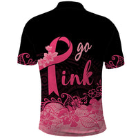 Polynesian Polo Shirt Plumeria Breast Cancer Awareness Survivor Ribbon Pink - Wonder Print Shop