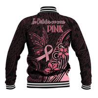 Polynesian Baseball Jacket Breast Cancer RIbbon Butterfly Mix Plumeria Curves Pink LT7 - Wonder Print Shop