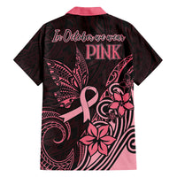 Polynesian Family Matching Off Shoulder Maxi Dress and Hawaiian Shirt Breast Cancer RIbbon Butterfly Mix Plumeria Curves Pink LT7 - Wonder Print Shop