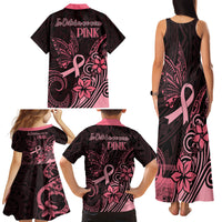 Polynesian Family Matching Tank Maxi Dress and Hawaiian Shirt Breast Cancer RIbbon Butterfly Mix Plumeria Curves Pink - Wonder Print Shop