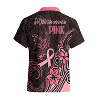 Polynesian Hawaiian Shirt Breast Cancer RIbbon Butterfly Mix Plumeria Curves Pink - Wonder Print Shop