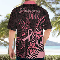 Polynesian Hawaiian Shirt Breast Cancer RIbbon Butterfly Mix Plumeria Curves Pink - Wonder Print Shop